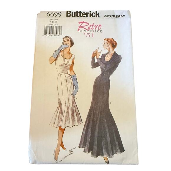 Uncut Butterick Sz 6 8 10 Retro 1951 Fast Easy Skirt Pattern 6699 Mermaid Style - Picture 1 of 5